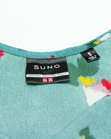 SUNO Womens Day Dress Blue Crazy Pattern Sleeveless Midi S