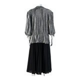 Womens Day Dress Silver Long Sleeve Midi M