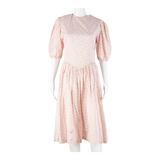 Womens Day Dress Pink Floral Short Sleeve Midi M