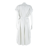 Womens Day Dress White Spotted Short Sleeve Midi L