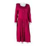 Womens Day Dress Pink Floral Long Sleeve Midi M