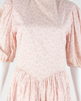 Womens Day Dress Pink Floral Short Sleeve Midi M