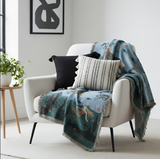 Anycozy Blue Faux Cashmere Throw Blanket – Mermaid Pattern Sofa Cover with Tassels, Soft Picnic & Camping Mat