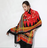 Anyyou 100% Merino Wool Red Native West Silk Satin Large Winter Scarf Pashmina Shawl Bandana Perfect For Women Ladies Fashion Style