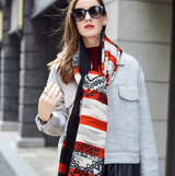 Anyyou 100% Pure Merino Wool Red Stripes Stylish Poncho Winter Large Scarf With Trendy Pashmina Shawl Bandana For Womenfashion Design