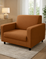 Anyseat 1-Seater Sofa Cover – Plain Caramel Style Slipcover for Living Room Chair Protection