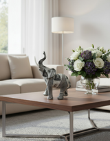 ANYHOUZ Large Hypnotic Opt Art Graffiti Elephant Sculpture Figurine – Realistic Statue Ornament for Modern Home Decor