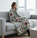 Anycozy Faux Cashmere Throw Blanket – Floral Sofa Cover with Tassels, Soft Home Decor Accent