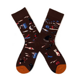 Anyfootwear 5 Pairs Size 5-9 Women Fashion Socks Combed Cotton Abstract Art Oil Painting Print Novelty Funny Happy Crew Socks Colorful Casual Christmas Gift