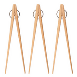 Anygleam Natural Wood 3pcs Wooden Tong Food Kitchen Tableware