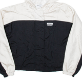 ADIDAS Cropped Womens Track Jacket White Nylon Hooded Colourblock UK 10
