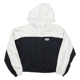 ADIDAS Cropped Womens Track Jacket White Nylon Hooded Colourblock UK 10
