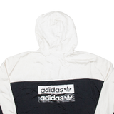 ADIDAS Cropped Womens Track Jacket White Nylon Hooded Colourblock UK 10