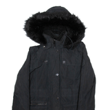 DKNY Womens Parka Coat Black Hooded S