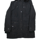 DKNY Womens Parka Coat Black Hooded S