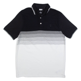 DKNY Mens Polo Shirt Black Striped M