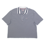 TOMMY HILFIGER Cropped Mens Polo Shirt Blue Striped XL