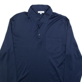 REISS Mens Polo Shirt Blue Long Sleeve L