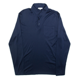 REISS Mens Polo Shirt Blue Long Sleeve L