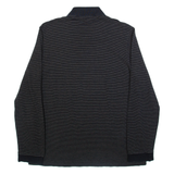 LACOSTE Mens Polo Shirt Black Striped Long Sleeve L