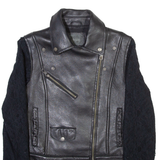 GUESS Womens Biker Jacket Black Leather XS