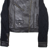 GUESS Womens Biker Jacket Black Leather XS