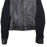 GUESS Womens Biker Jacket Black Leather XS