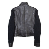 GUESS Womens Biker Jacket Black Leather XS