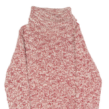 TIMBERLAND Womens Jumper Red Roll Neck Chunky Knit Wool S