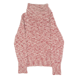 TIMBERLAND Womens Jumper Red Roll Neck Chunky Knit Wool S