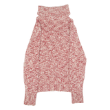 TIMBERLAND Womens Jumper Red Roll Neck Chunky Knit Wool S