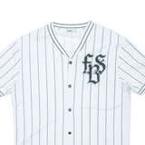 FB SISTER Striped Womens Jersey White V-Neck S