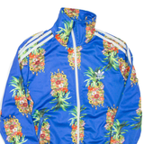 ADIDAS Womens Track Jacket Blue Floral UK 16