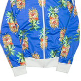 ADIDAS Womens Track Jacket Blue Floral UK 16