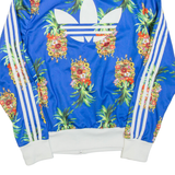 ADIDAS Womens Track Jacket Blue Floral UK 16