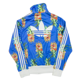 ADIDAS Womens Track Jacket Blue Floral UK 16