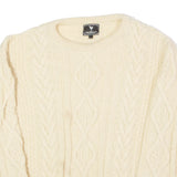 JOHN PARTRIDGE Mens Aran Jumper Cream Crew Neck Cable Knit Wool L