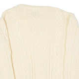 JOHN PARTRIDGE Mens Aran Jumper Cream Crew Neck Cable Knit Wool L