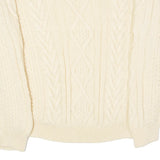 JOHN PARTRIDGE Mens Aran Jumper Cream Crew Neck Cable Knit Wool L
