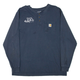 CARHARTT Loose Fit Mens T-Shirt Blue Long Sleeve Button Neck XL