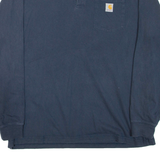 CARHARTT Loose Fit Mens T-Shirt Blue Long Sleeve Button Neck XL