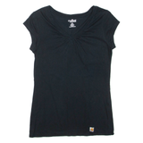 CARHARTT Womens T-Shirt Black V-Neck S