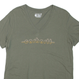 CARHARTT Womens T-Shirt Green V-Neck L