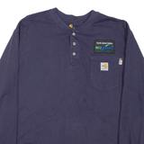 CARHARTT Mens T-Shirt Blue Long Sleeve Button Neck L