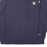 CARHARTT Mens T-Shirt Blue Long Sleeve Button Neck L