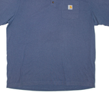 CARHARTT Loose Fit Mens T-Shirt Blue Button Neck 2XL