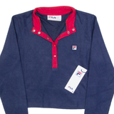 FILA Womens Cropped Top Blue 1/4 Zip Long Sleeve XS