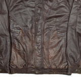 MADDOX Mens Biker Jacket Brown Leather L