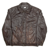 MADDOX Mens Biker Jacket Brown Leather L