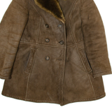 Womens Overcoat Jacket Brown Leather S